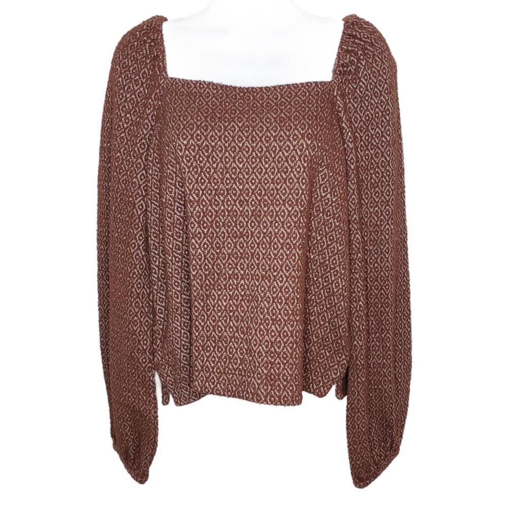 Madewell Women's M Jacquard Puff-Sleeve Crop Blouse (1764)